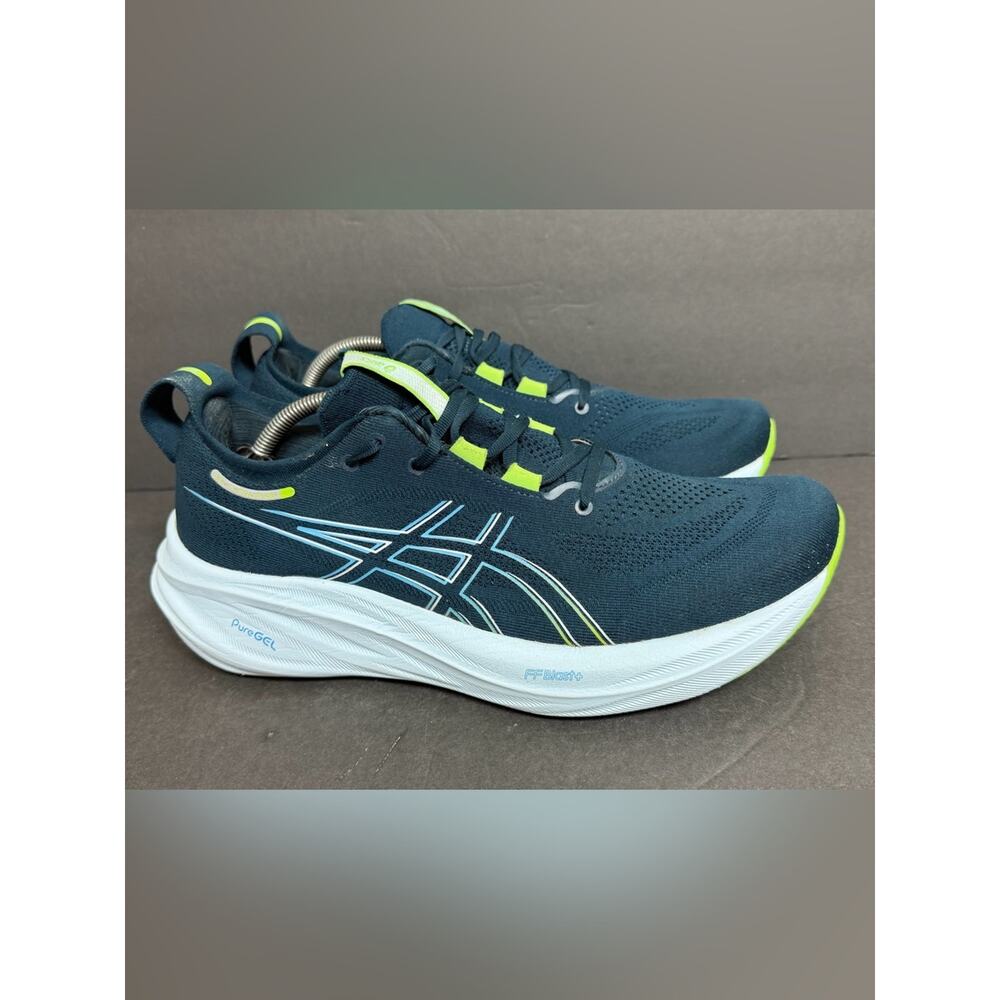 ASICS Gel Nimbus 26 Running Shoes French Blue/Electric Lime Men's Size 11.5 - Picture 2 of 10